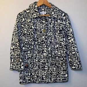 Charter Club | Black & White Abstract Patterned Blazer - Small